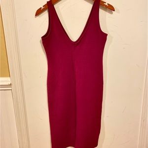 Wine-Colored w/ Deep V Bodycon Dress